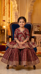 Maroon Floral Sharara Set for Girls