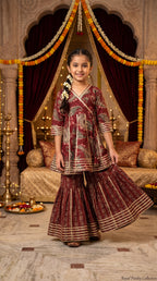 Maroon Floral Sharara Set for Girls