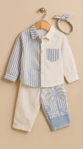 Blue Stripe & Palm Print Co-ord Set for Kids