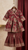 Maroon Floral Sharara Set for Girls
