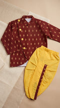 Festive Maroon & Yellow Ethnic Kurta Dhoti Set for Boys