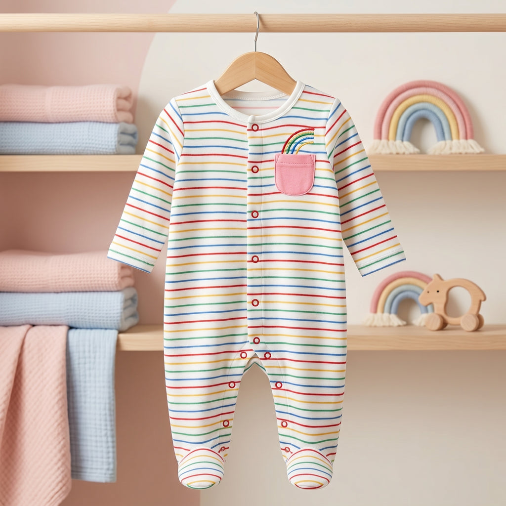 Rainbow Striped Full Sleeve Baby Romper