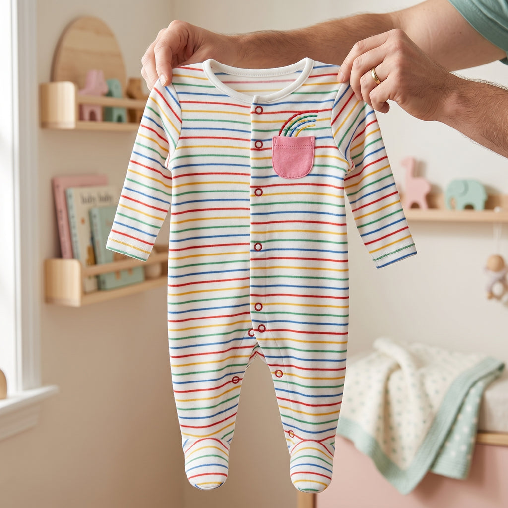 Rainbow Striped Full Sleeve Baby Romper