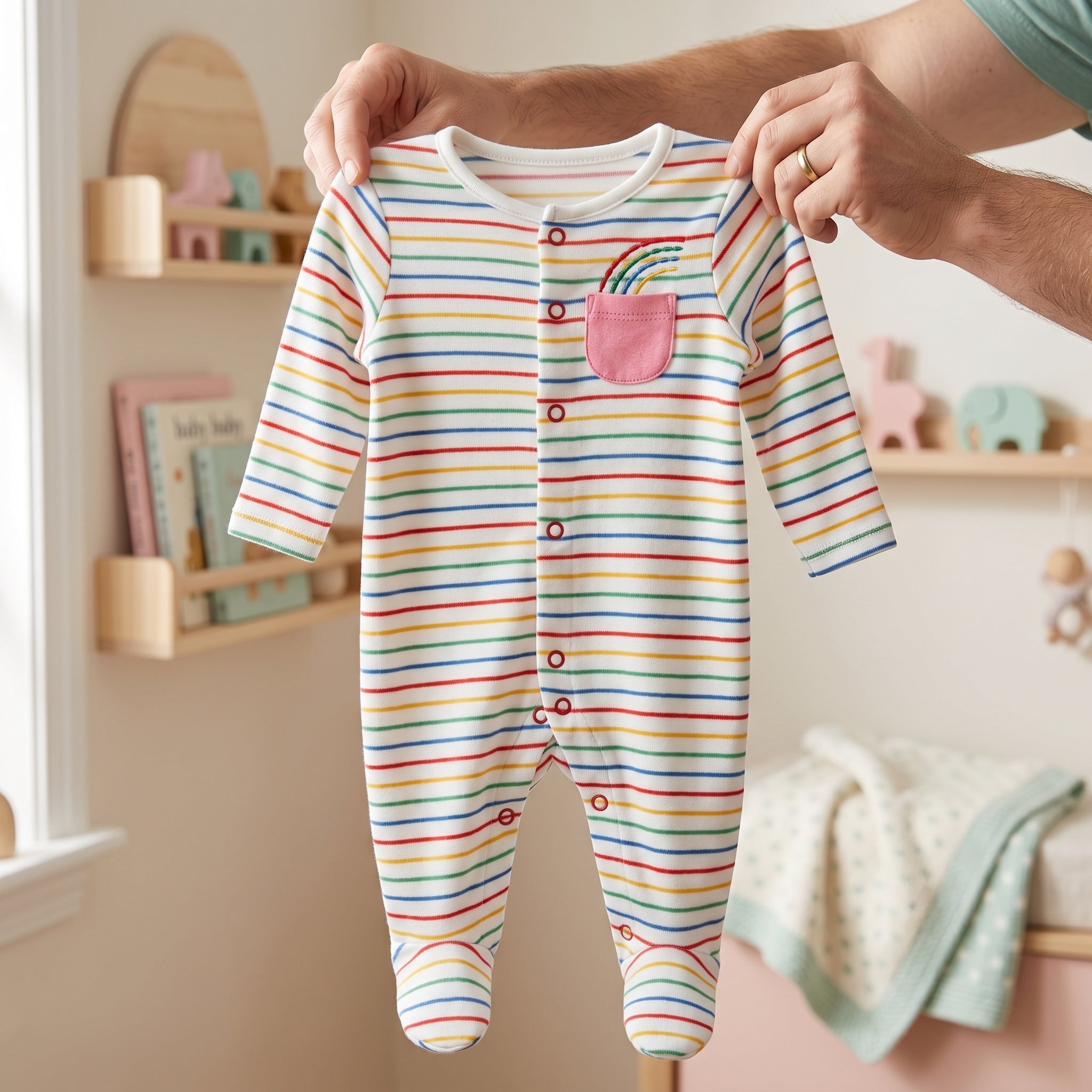 Rainbow Striped Full Sleeve Baby Romper