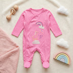 Pink Rainbow Giraffe Print Baby Romper