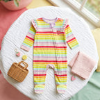 Rainbow Striped Strawberry Baby Romper