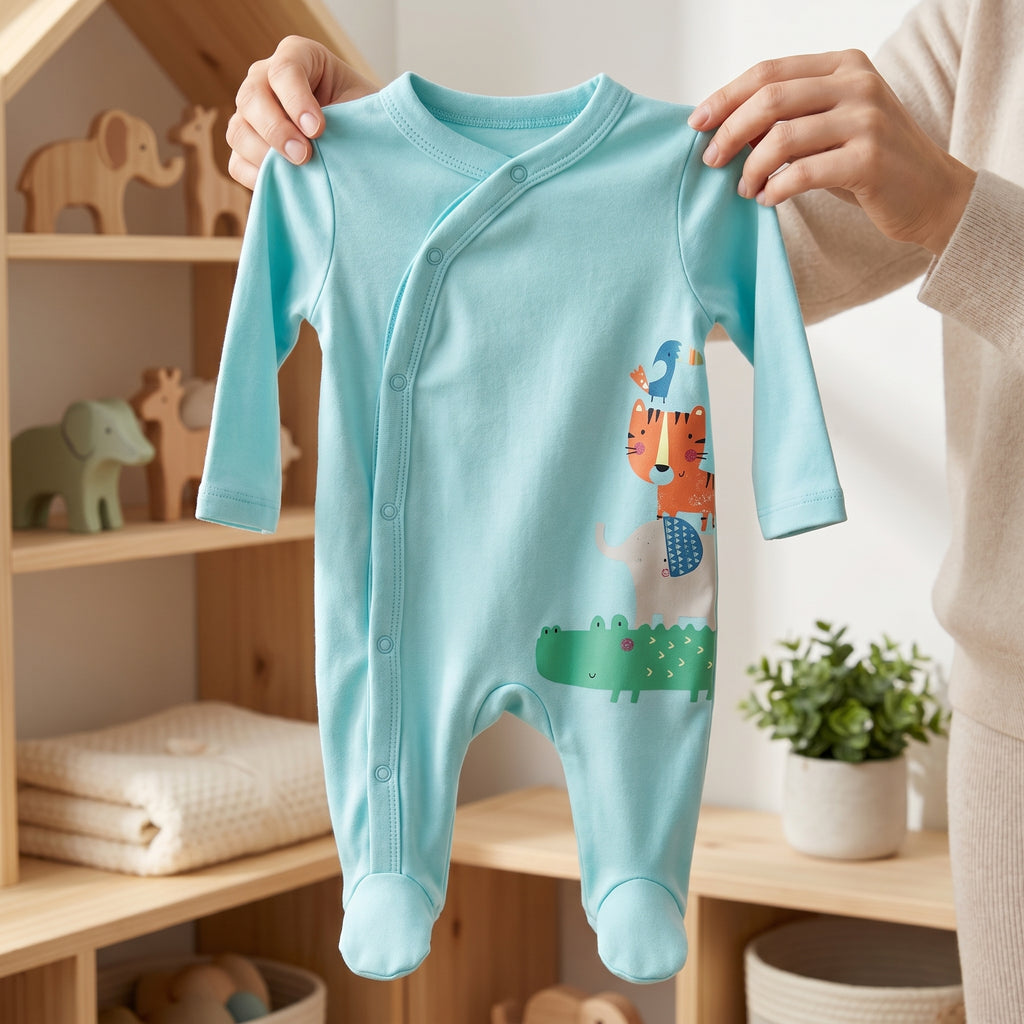 Aqua Jungle Animal Print Baby Romper