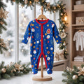 Blue Christmas Print Baby Romper