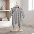 Grey Striped Wrap Style Baby Romper