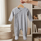 Grey Striped Wrap Style Baby Romper