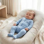 Light Blue Zipper Baby Romper