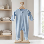 Light Blue Zipper Baby Romper