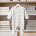 White Grey Striped Wrap Style Baby Romper