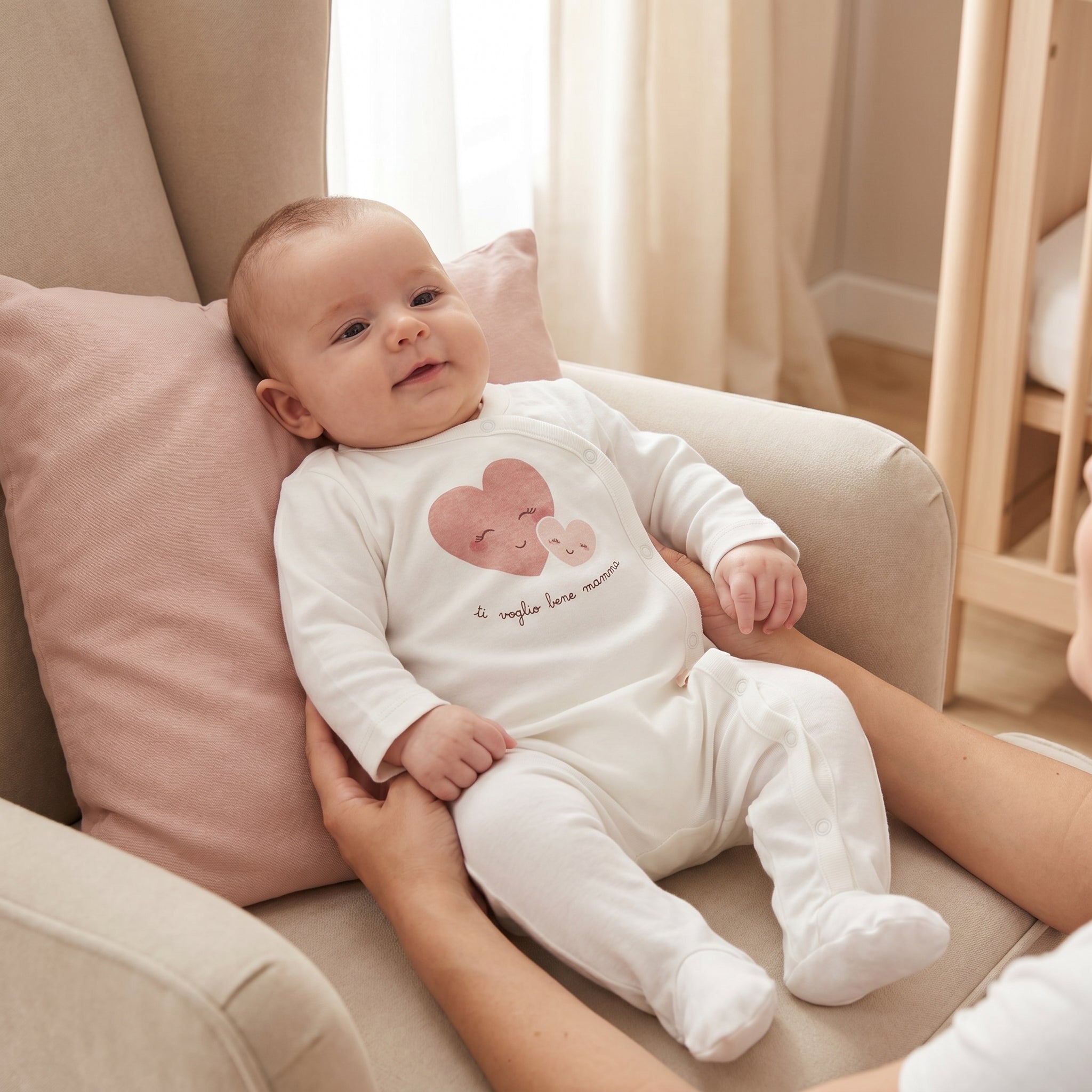 White Pink Heart Print Wrap Style Baby Romper
