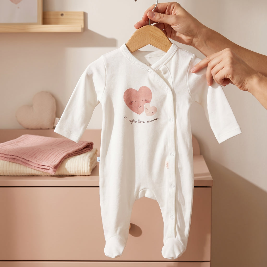 White Pink Heart Print Wrap Style Baby Romper