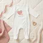 White Pink Heart Print Wrap Style Baby Romper