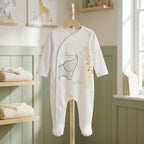White Elephant Giraffe Print Wrap Style Baby Romper