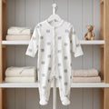 White Grey Bear Print Baby Romper