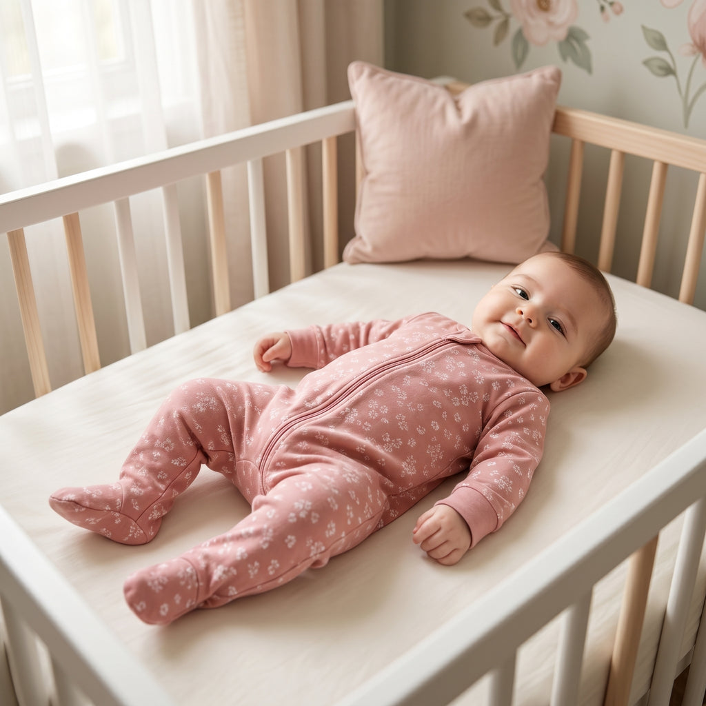 Pink Floral Zipper Baby Romper