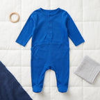 Royal Blue Plain Button Baby Romper