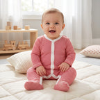 Red Striped Button Baby Romper