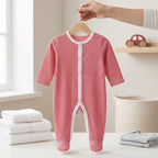 Red Striped Button Baby Romper