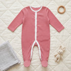 Red Striped Button Baby Romper