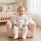 White Pink Bunny Print Collar Baby Romper