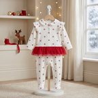 White Red Snowflake Print Tutu Baby Romper
