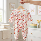White Butterfly & Floral Print Baby Romper