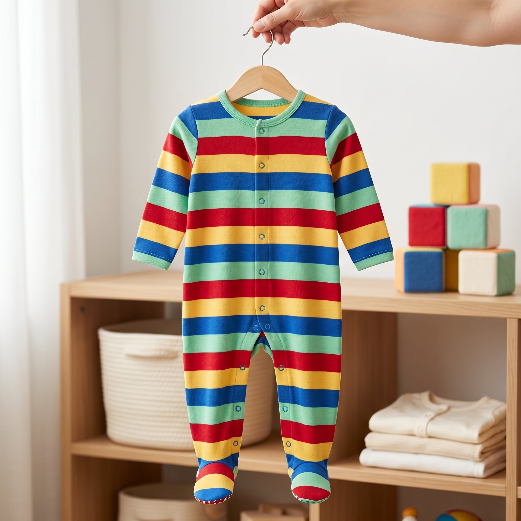 Multicolor Rainbow Striped Baby Romper