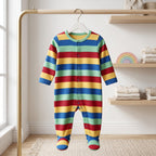 Multicolor Rainbow Striped Baby Romper