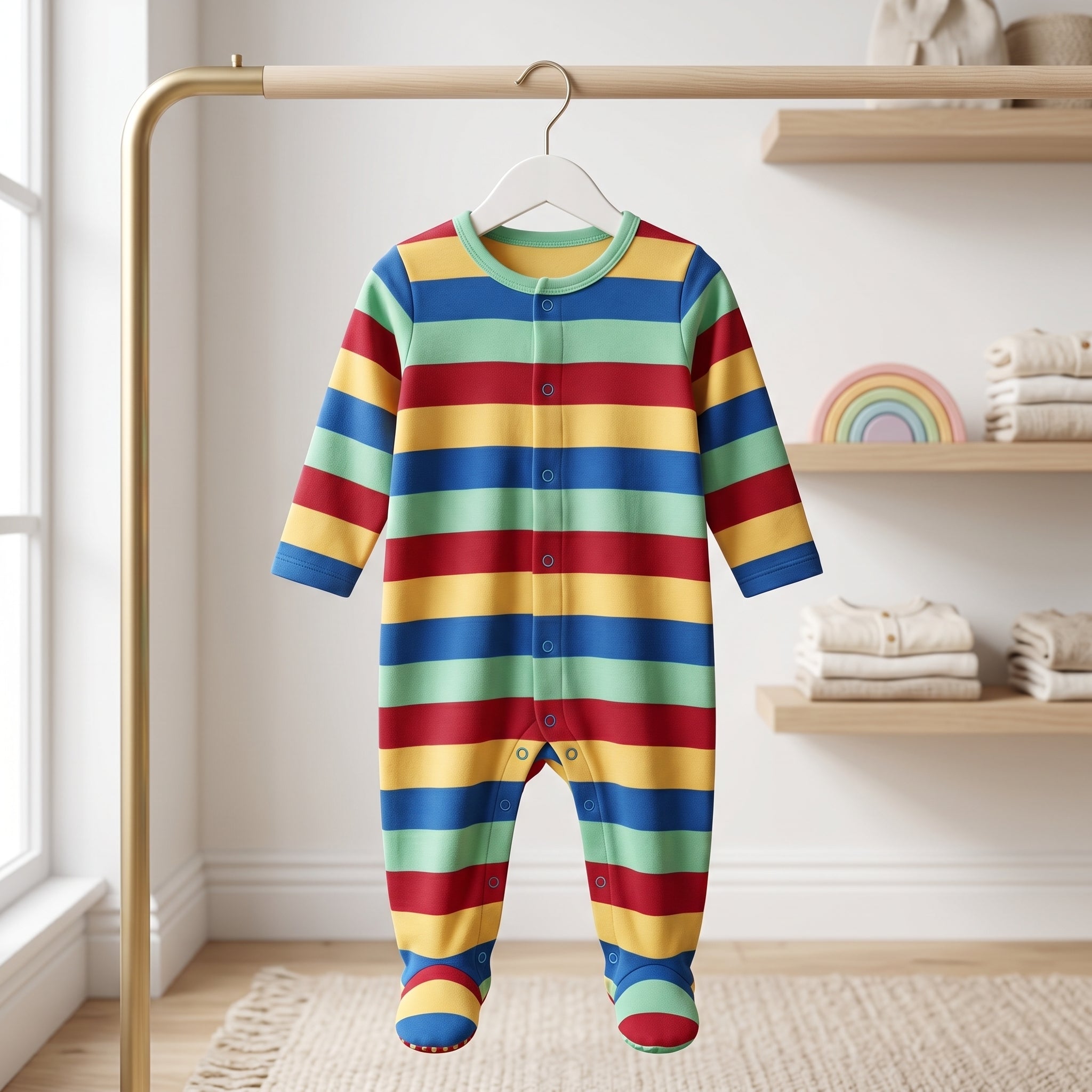 Multicolor Rainbow Striped Baby Romper
