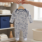 White Navy Cartoon Mouse Print Baby Romper