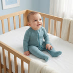 Teal Striped Zipper Baby Romper