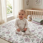 White Floral Bird Print Zipper Baby Romper