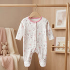 Pink Bunny Print Full Sleeve Baby Romper